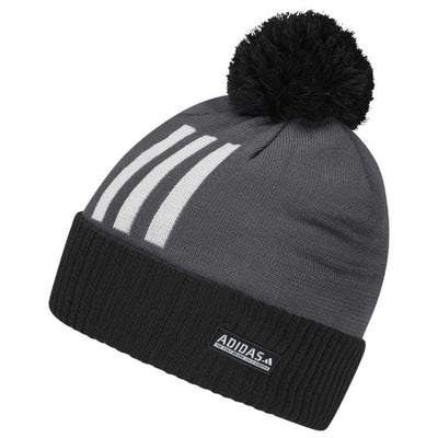 adidas Pom 3 Stripe Golf Beanie - Grey Six/Black