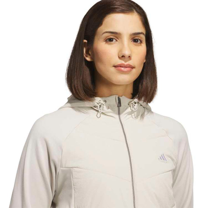 adidas Ladies Ulitmate365+ Course Control Quilted Golf Jacket - Wonder Alumnia Collar View