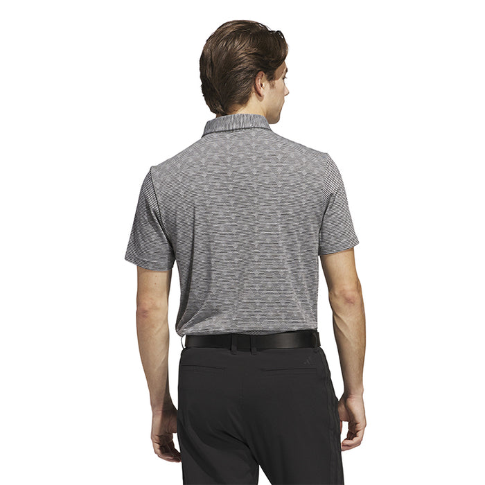 adidas Go-To Printed Stripe Golf Polo Shirt - Grey/Black