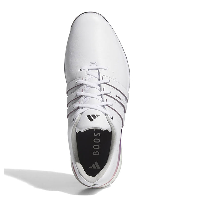adidas Tour 360 Boost Golf Shoes - White/Shadow Fig/Aurora