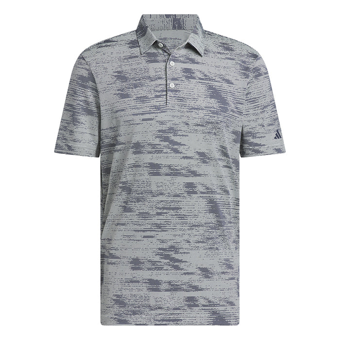 adidas Ultimate365 Textured Stripe Golf Polo Shirt - Silver/Navy