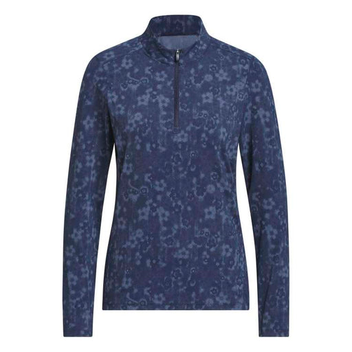 adidas Ladies Ultimate365 Cool Feeling Printed 1/4 Zip Golf Pullover - Navy 