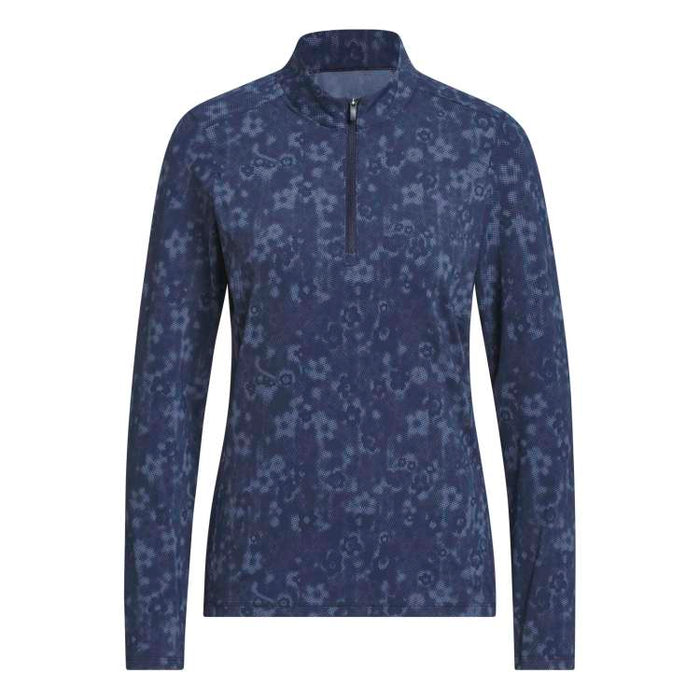 adidas Ladies Ultimate365 Cool Feeling Printed 1/4 Zip Golf Pullover - Navy 