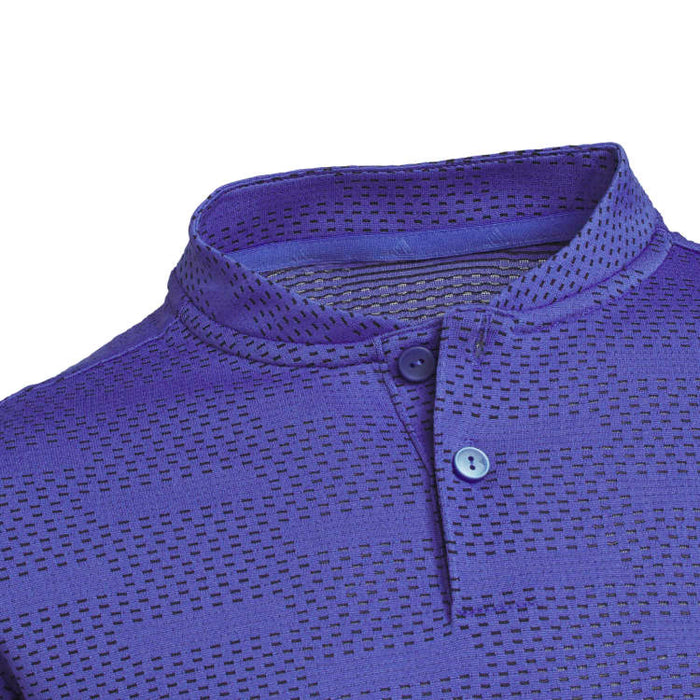 adidas Junior Jacquard Golf Polo - Dual Indigo Collar View