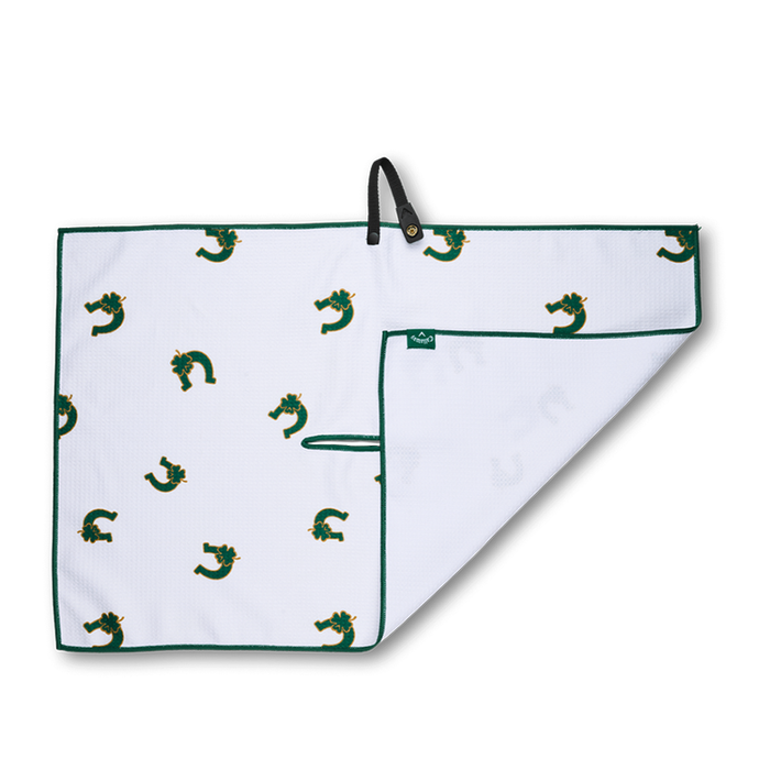 Callaway Microfiber Golf Towel - White/Green - Lucky Collection