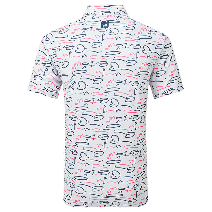 Footjoy Golf Course Doodle Pique Golf Polo Shirt - White