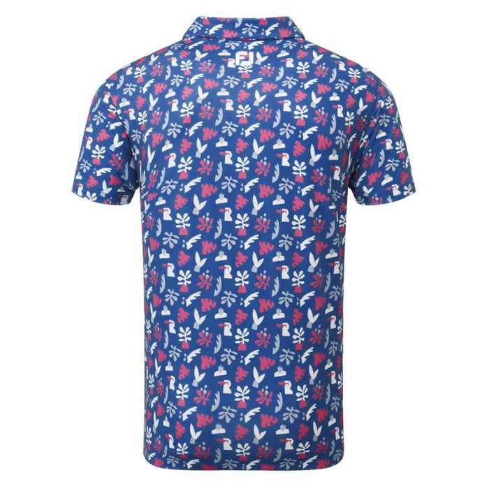 Footjoy Jungle Leaves Golf Polo Shirt - Sapphire/Rose/Mist
