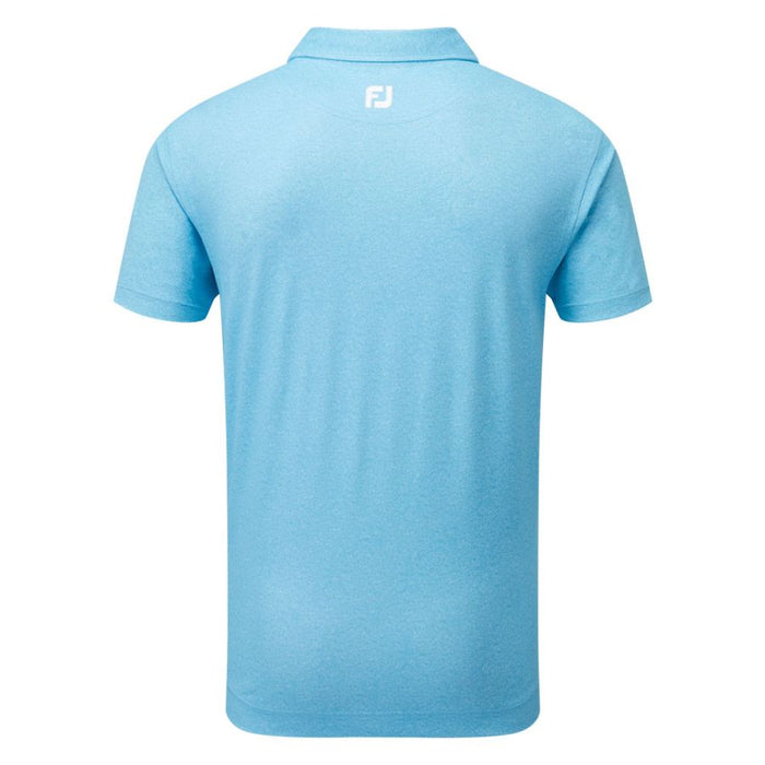 Footjoy Texture Print Pique with Parachute Trim Golf Polo Shirt - Pool Blue