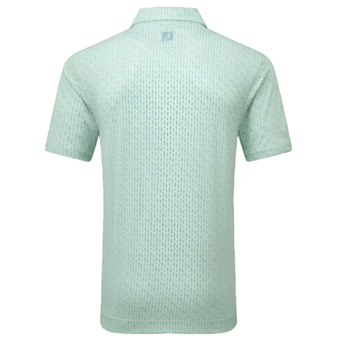 FootJoy Figure Print Lisle Golf Polo Shirt - Pistachio/Blue Jay