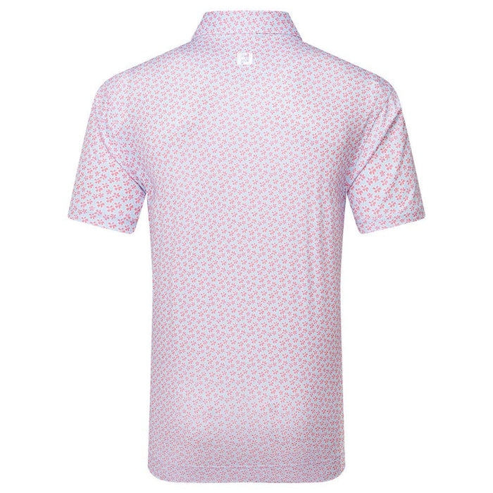 FootJoy Floral Sketch Print Lisle Golf Polo Shirt - Pink Lemonade