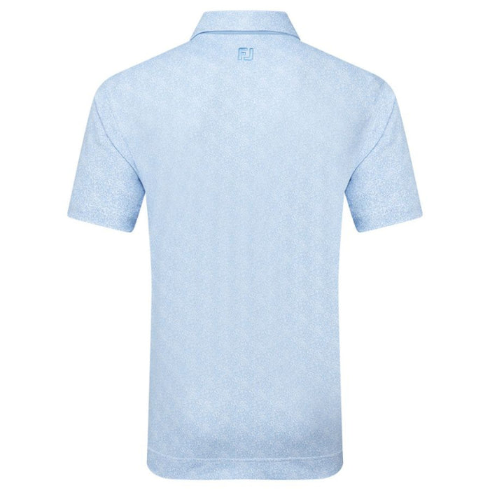 FootJoy Speckle Print Pique Golf Polo Shirt - Blue Jay/White