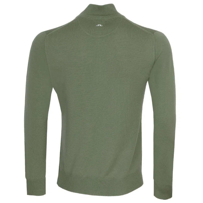J Lindeberg Kian Zip Neck Golf Sweater - Oil Green