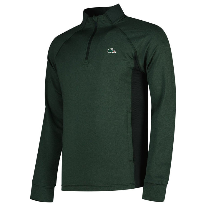 LACOSTE 1/4 Zip Golf Sweatshirt - Dark Green / Green RIB