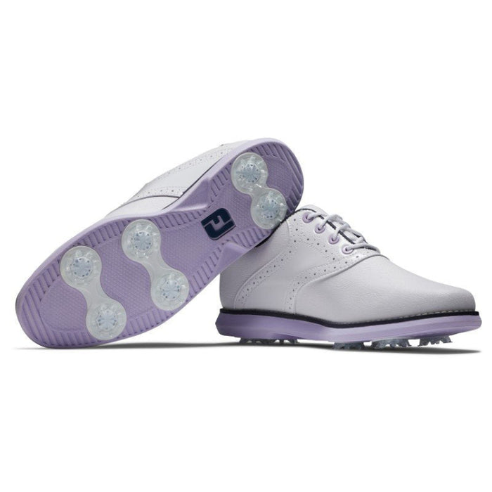 FootJoy Ladies Traditions Golf Shoes - White/Navy/Purple