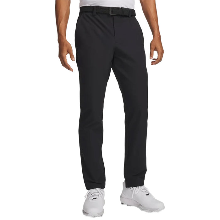 Black Under armour golf trousers viewed from the front