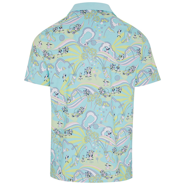 Penguin 60s Heritage Print Golf Polo Shirt - Tanager Turquoise