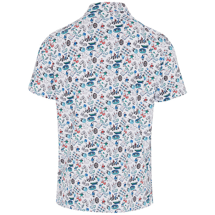 Penguin All Over Novelty Games Golf Polo Shirt - White