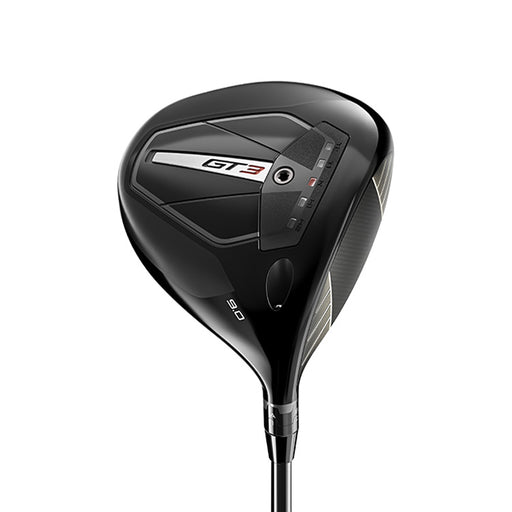 A black Titleist GT3 golf driver with a pear-shaped clubhead and adjustable settings on the head.