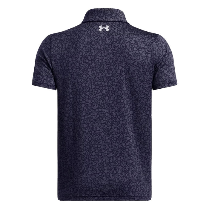 Under Armour Boys Playoff Printed Golf Polo Shirt - Midnight Navy/Grey