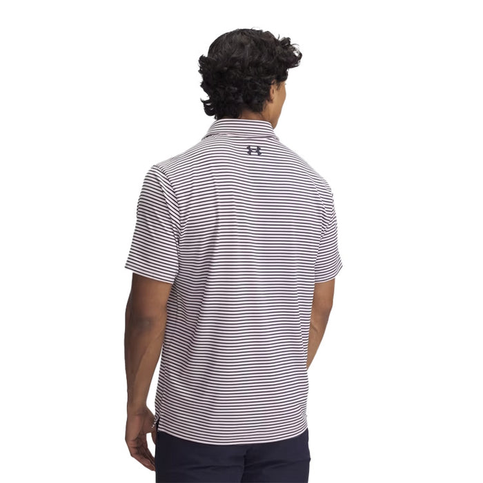 Under Armour Playoff 3.0 Stripe Golf Polo Shirt - Prime Pink/Navy
