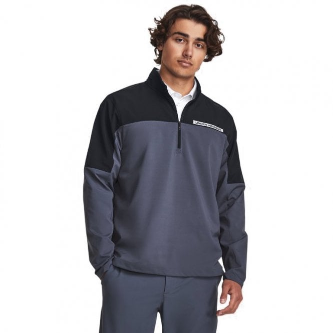 Under Armour Storm Windstrike 1/2 Zip Golf Top - Black / Downpour Gray