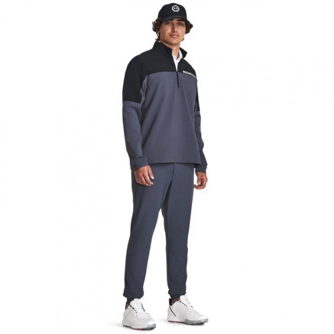 Under Armour Storm Windstrike 1/2 Zip Golf Top - Black / Downpour Gray