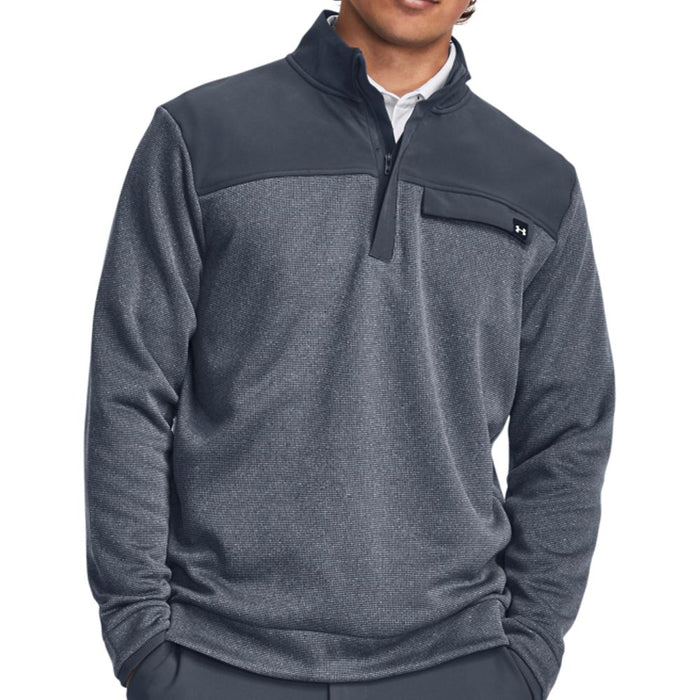 Under Armour Storm Sweater Fleece 1/2 Zip Golf Top - Downpour Grey / White