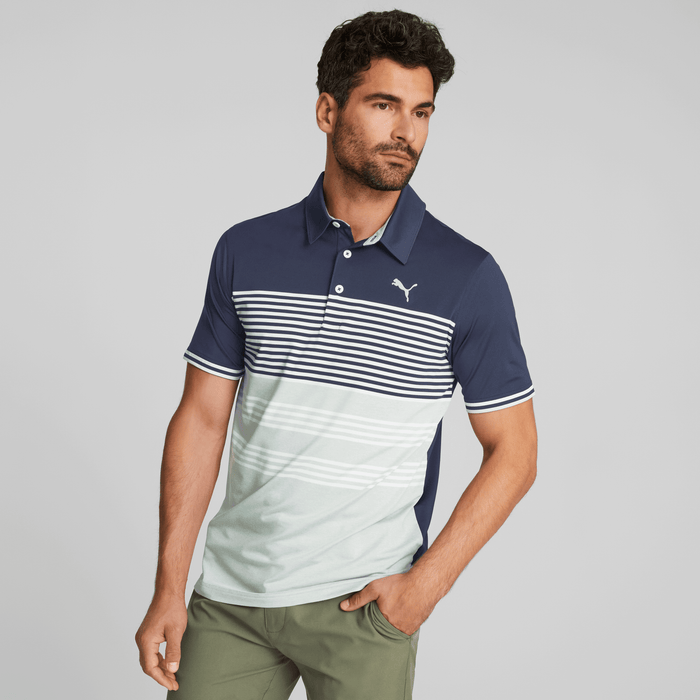 Puma Mattr Track Golf Polo Shirt - Navy Blazer/High Rise Heather