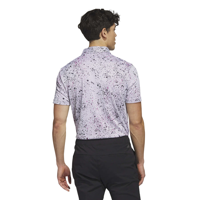 adidas Jacquard Golf Polo Shirt - White/Black/Lucid Fuschia