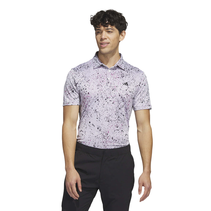 adidas Jacquard Golf Polo Shirt - White/Black/Lucid Fuschia