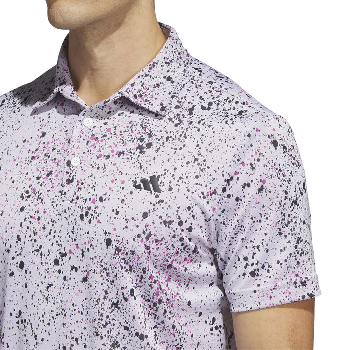 adidas Jacquard Golf Polo Shirt - White/Black/Lucid Fuschia