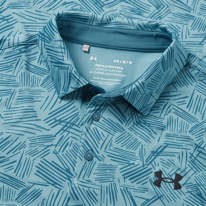 Under Armour Playoff 3.0 Printed Golf Polo - Still Water / Static Blue