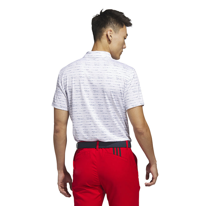 adidas Stripe Zip Golf Polo Shirt - White/Navy