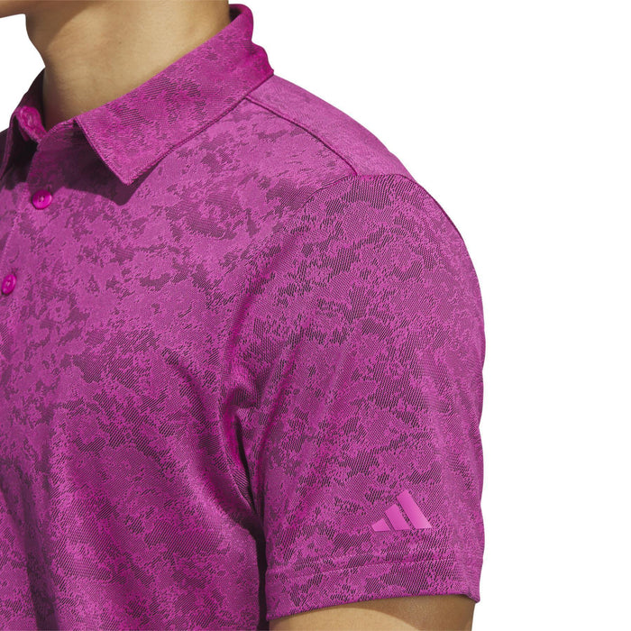 adidas Textured Jacquard Golf Polo Shirt - Lucid Fuschia