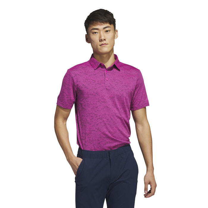 adidas Textured Jacquard Golf Polo Shirt - Lucid Fuschia