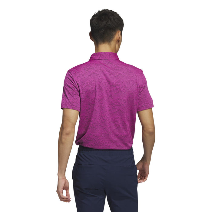 adidas Textured Jacquard Golf Polo Shirt - Lucid Fuschia