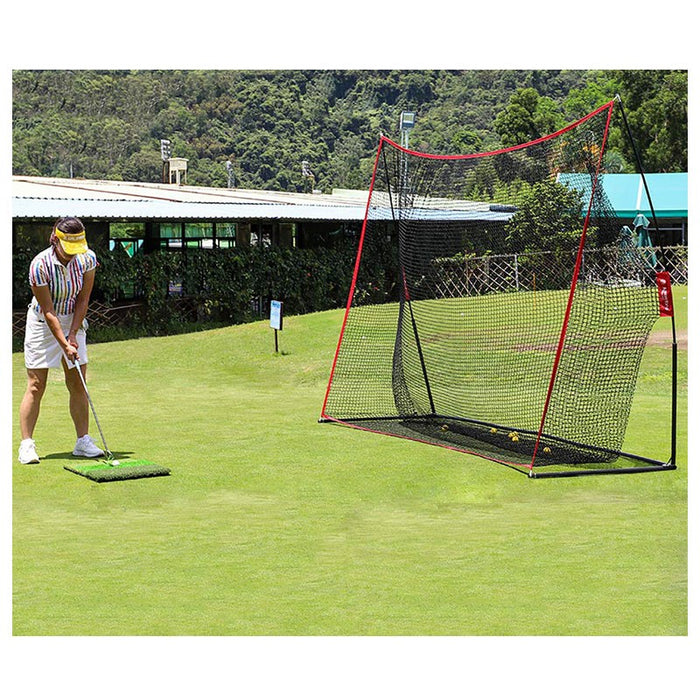 Golf Driving Practice Net - Red/Black in use 2
