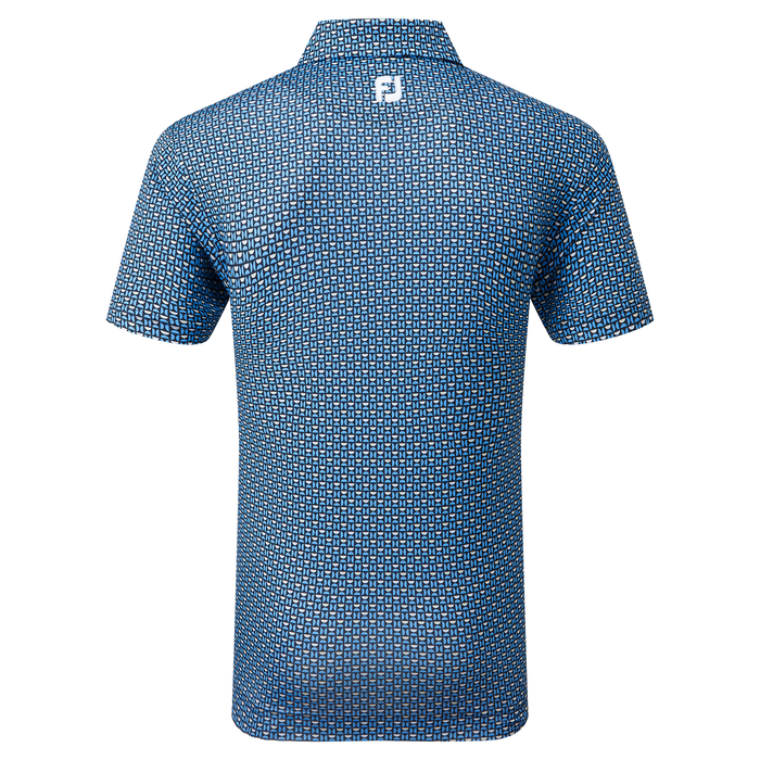 Footjoy Half Moon Geo Lisle Golf Polo Shirt - Navy