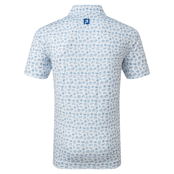 Footjoy Travel Print Golf Polo Shirt - White/Twilight