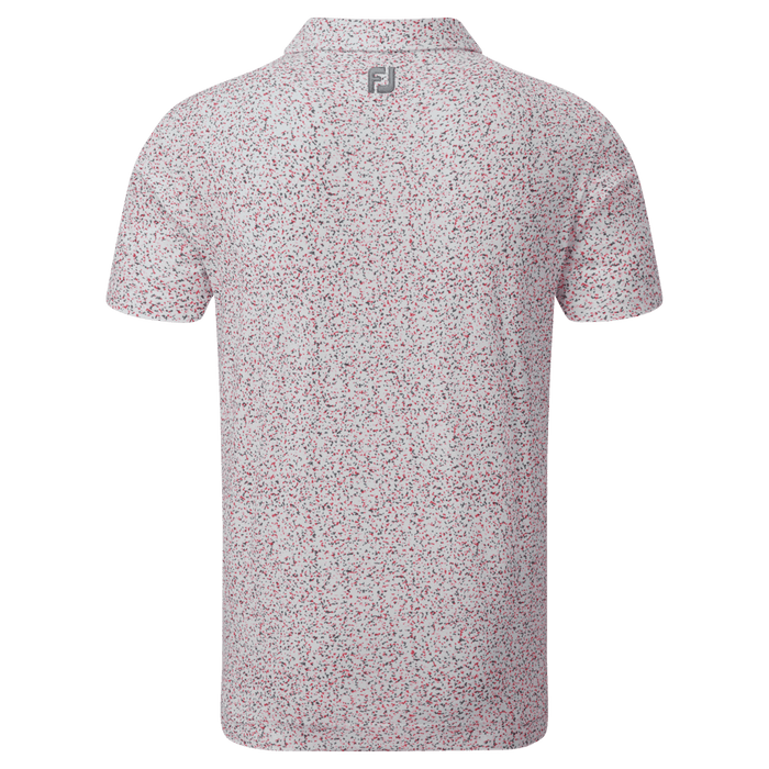 Footjoy Granite Lisle Print Golf Polo Shirt - White/Coral