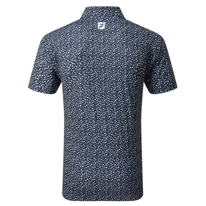 Footjoy Tossed Tulips Lisle Golf Polo Shirt - Navy/White
