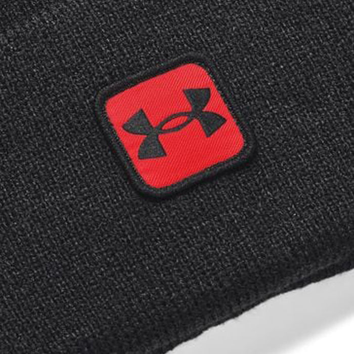 Under Armour Halftime Cuff Beanie Golf Hat - Black / Bolt Red
