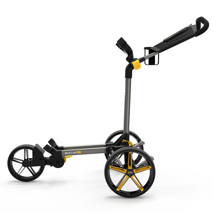 Powakaddy DLX-Lite FF Push Golf Trolley - Gunmetal/Yellow