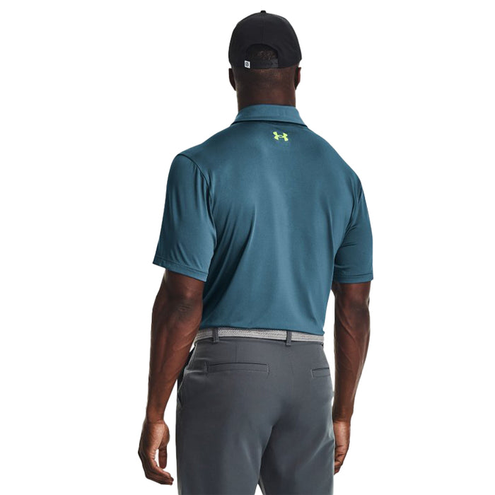 Under Armour Playoff Stripe Golf Polo Shirt - Static Blue/Still Water Blue/Lime